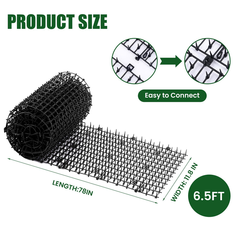 Cat Scat Mat with Spikes 6.5FT Cat Deterrent Mats Plastic Scat Mat for Dogs and Cats Spike Deterrent 6.5ft Black - PawsPlanet Australia