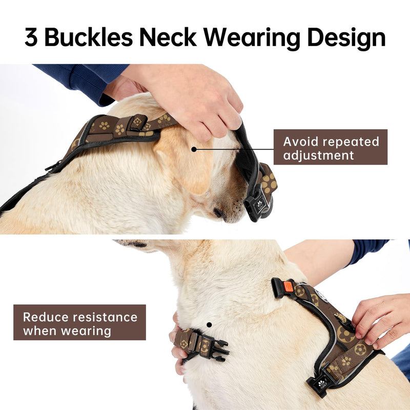 IVY&LANE No Pull Dog Harness with Leash Set, Reflective No Choke Pet Vest,Adjustable Oxford Dog Vest Harness with Easy Control Handle for Medium Dogs (Dark Brown,M) Dark Brown - PawsPlanet Australia