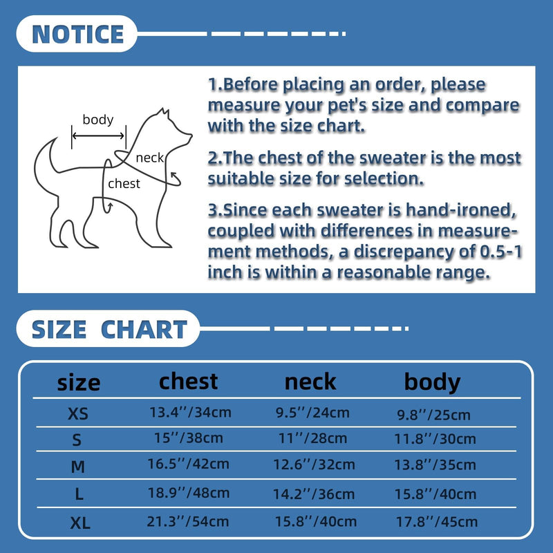Small Dog Warm Winter Sweater MengMengDa Pet Dog Clothes Dog Knitwear for Small to Medium Breeds Dog Outfits (Dark Blue M) - PawsPlanet Australia