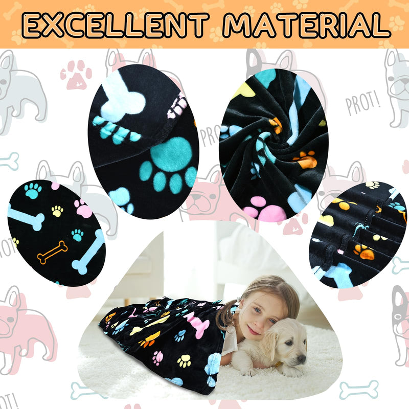 Rezutan Dog Blankets for 3 Pack Large Medium Pet Cat, Soft Fuzzy Washable Blanket, Comfort Flannel Suitable for Dogs Kennels & Beds, Sofas, Furniture, Gifts Puppy Essentials, 41 x 31 inch, Black Black(3 Pices） Large,41x31inch - PawsPlanet Australia
