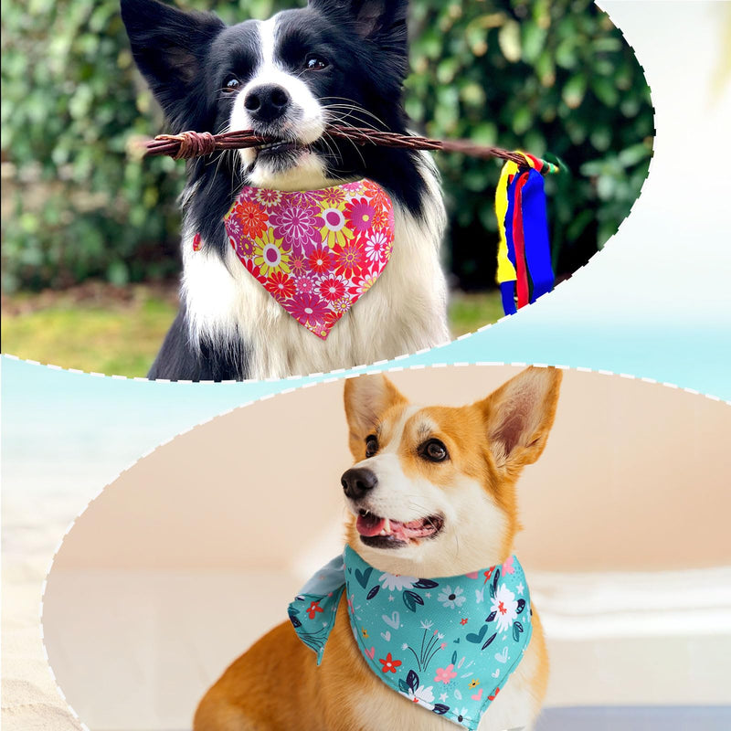 72 Packs Dog Bandanas Bulk Buffalo Plaid Cat Bandana Summer Scarf Triangle Fruit Drool Bibs Washable Adjustable Kerchief Dog Cat Bandana for Beach Small Medium Pet Supplies(Flower) Floral - PawsPlanet Australia