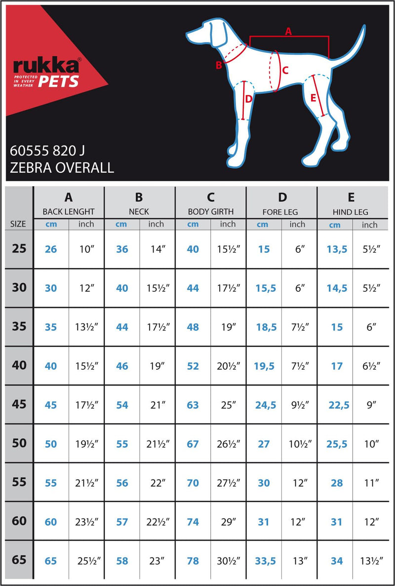 Rukka Pets Zebra Overall Dog Overall Black and White 55
