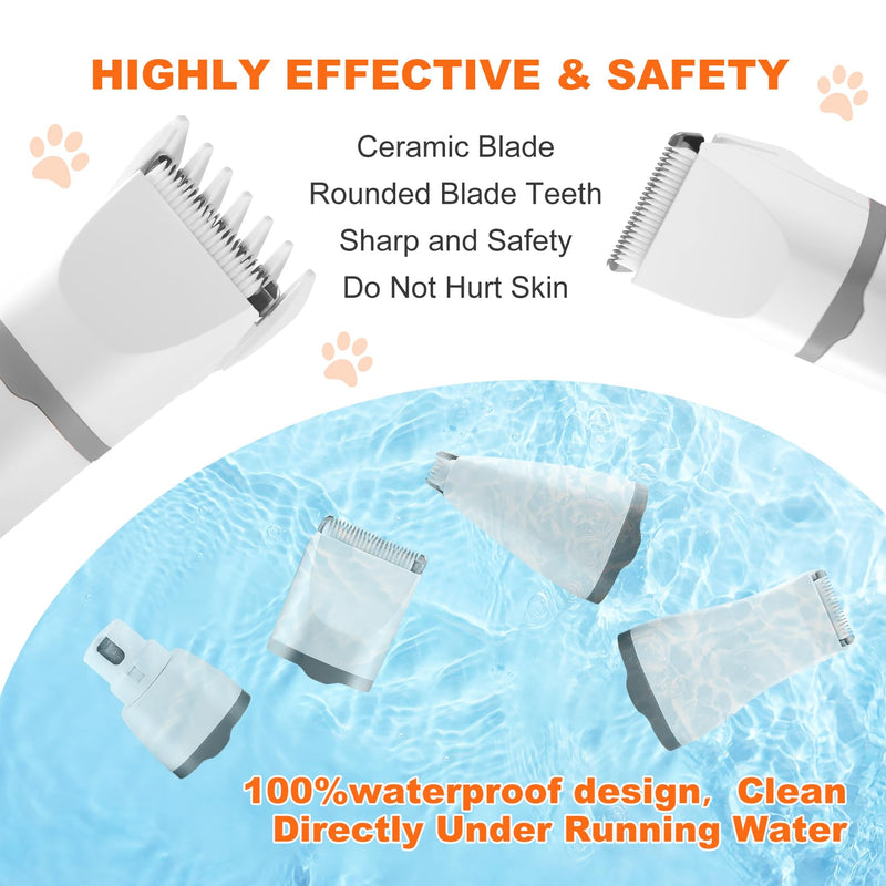 Dogs Hair Clippers Grooming Kit with Nail Grinder, 4-in-1 Electric pet Clippers for Dogs, Low Noise USB Rechargeable Cordless for Dogs Cat, Grooming Paws, Eyes, Ears, Face, Matted Hair - PawsPlanet Australia