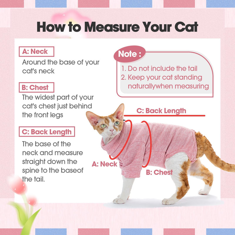 Cat Recovery Suit for Foreleg, Cat Surgical Spay Suit Sleeves to Stop Licking, Long Leg Sleeve Wound Cover Abdomen Kitten Onesie Light Pink Medium