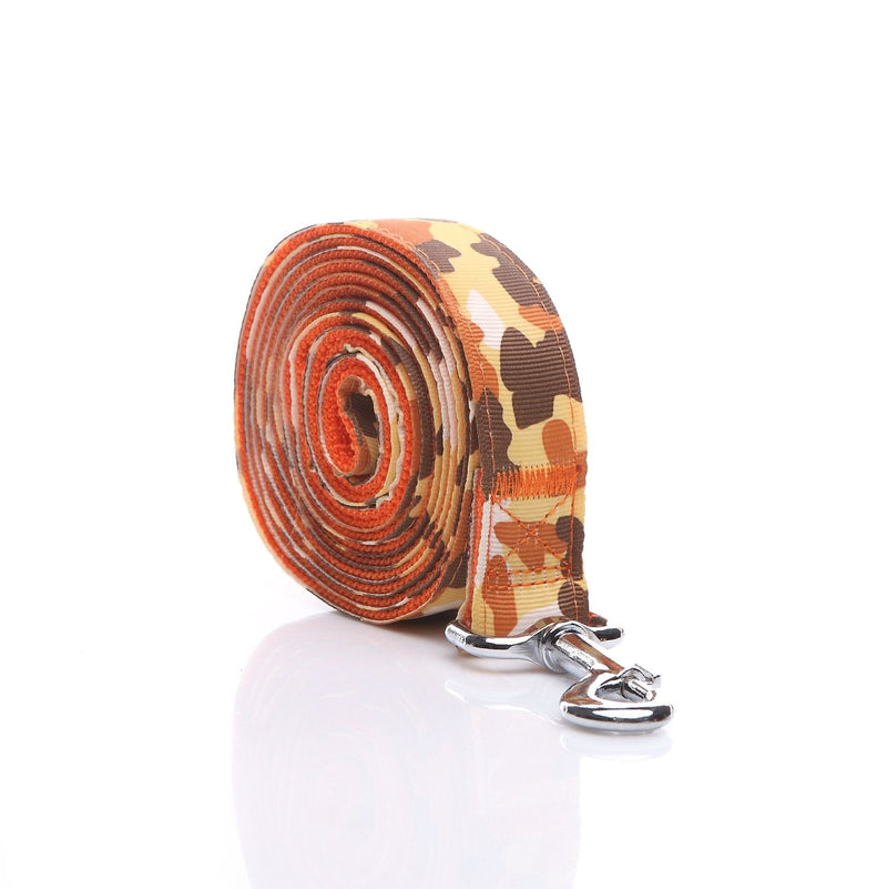 Heavy Duty Dog Leash, 4 FT/ 6 FT/ 10 FT Long, 1 Inch Wide, Nylon Camouflage Dog Leash for Small and Medium Dogs Orange - PawsPlanet Australia