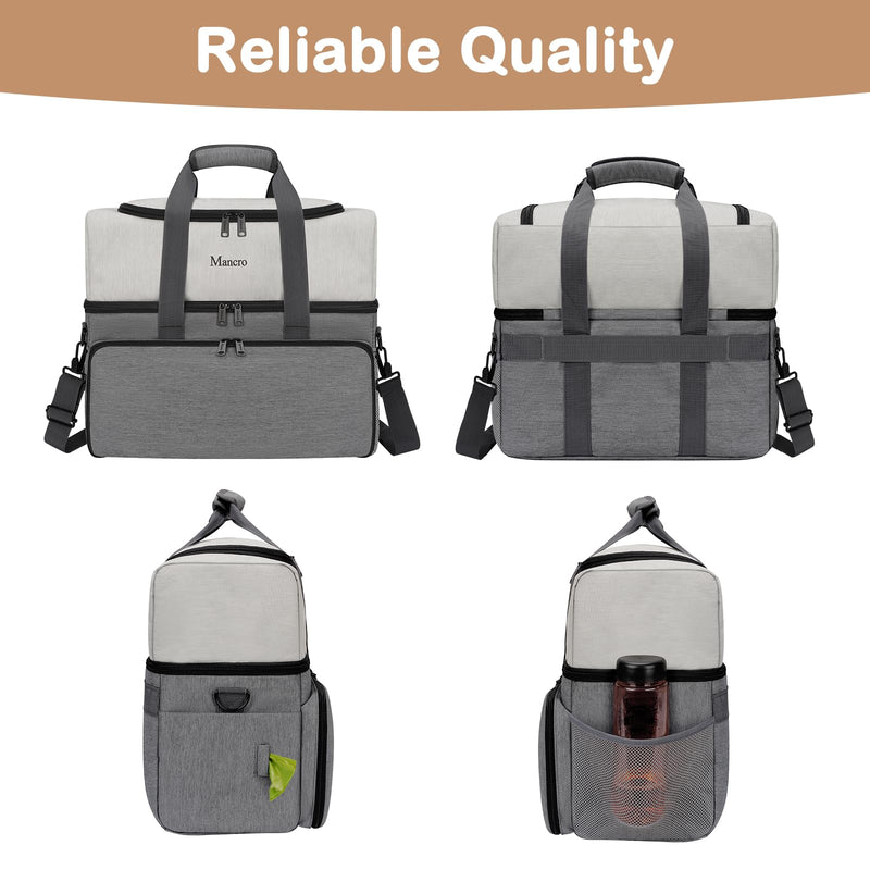 Mancro Dual Layers Dog Travel Bag, Pet Travel Bags with 2 Extra Large Food Containers, 2 Collapsible Dog Bowls, Multi-Pockets Tote Organizer for Pet Supplies, Road Trip Essentials, Weekend Camping Dark Grey - PawsPlanet Australia