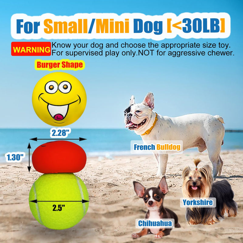 Latex Dog Squeaky Toys Rubber Soft Dog Toys Chewing Squeaky Toy Fetch Play Balls Toy for Puppy Small Pets Dog 6pcs for Mini, Small Breeds, 2.28"*2.28"*1.30" 2.28" *1.30" Burger Shape - PawsPlanet Australia