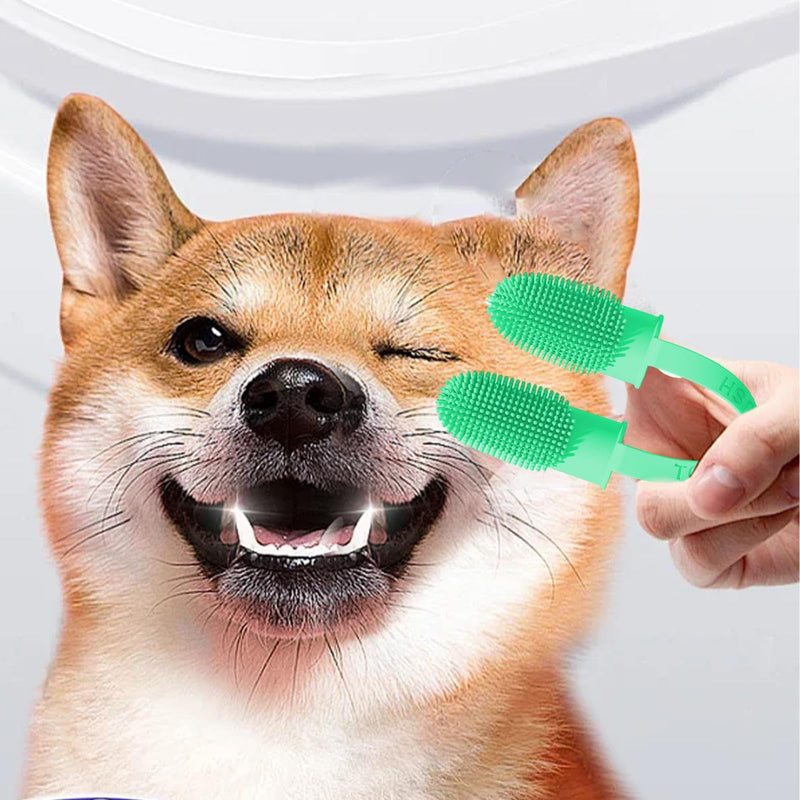 Dog Toothbrush Finger - Reusable Silicone Finger Brush for Dogs, Silicone Finger Brush | The Soft 360 Degree Two Finger Toothbrush for Pets com Cyan Blue 1 pc (pack of 1)
