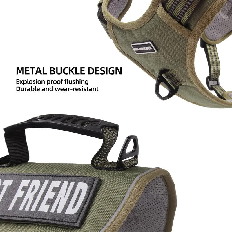 Tactical Dog Harness with Leash for Large Dogs, No Pull Adjustable Dog Harness, Reflective K9 Working Pet Vest for Walking, Training (Army Green, XL) Army Green - PawsPlanet Australia