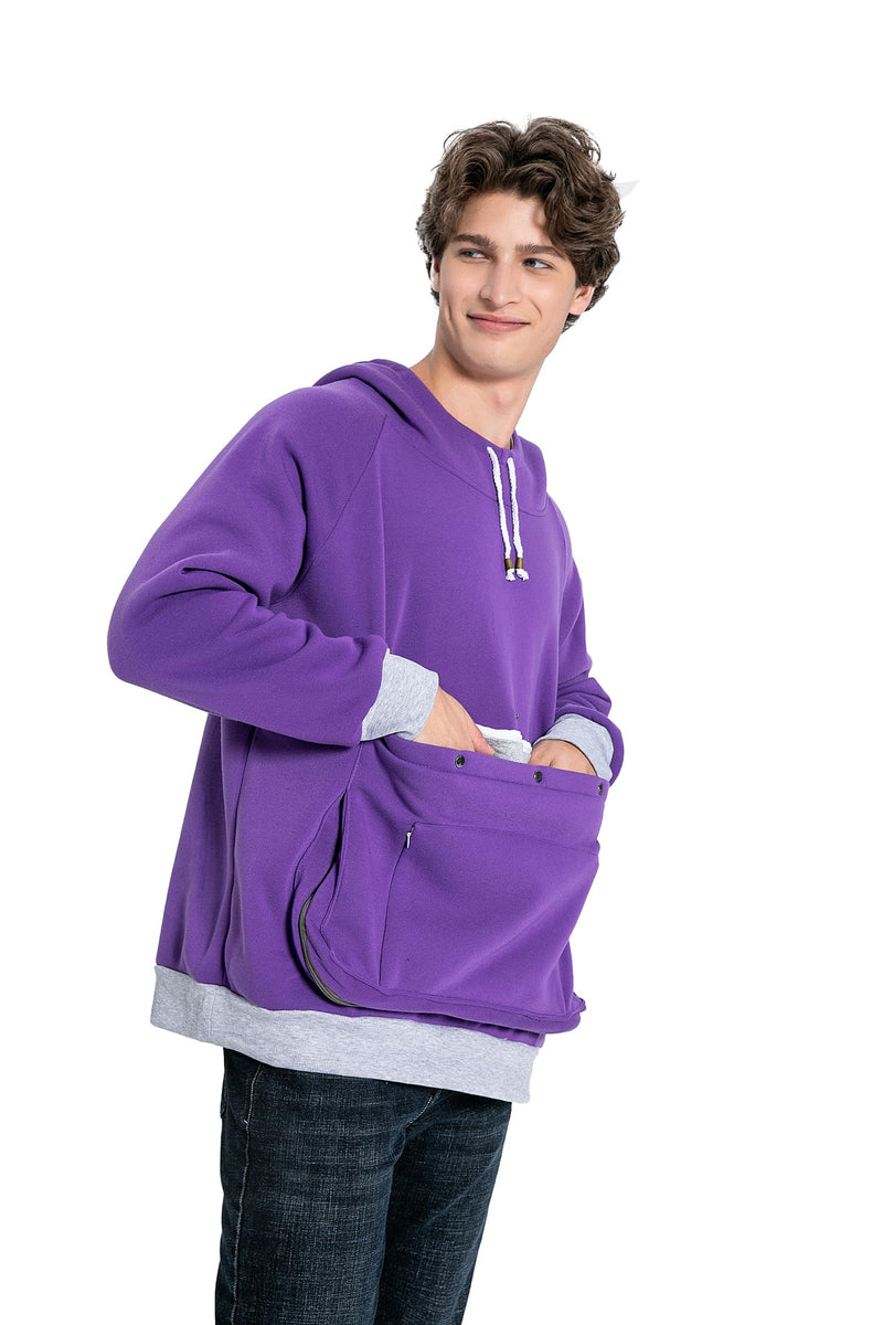 LINYUCHEN Cat Dog Carrier Hoodies – Puppy Kitten Carrying Sweatshirt Large Pet Pocket Pullover Top – Unisex Kangaroo Hoodies X-Large Purple - PawsPlanet Australia