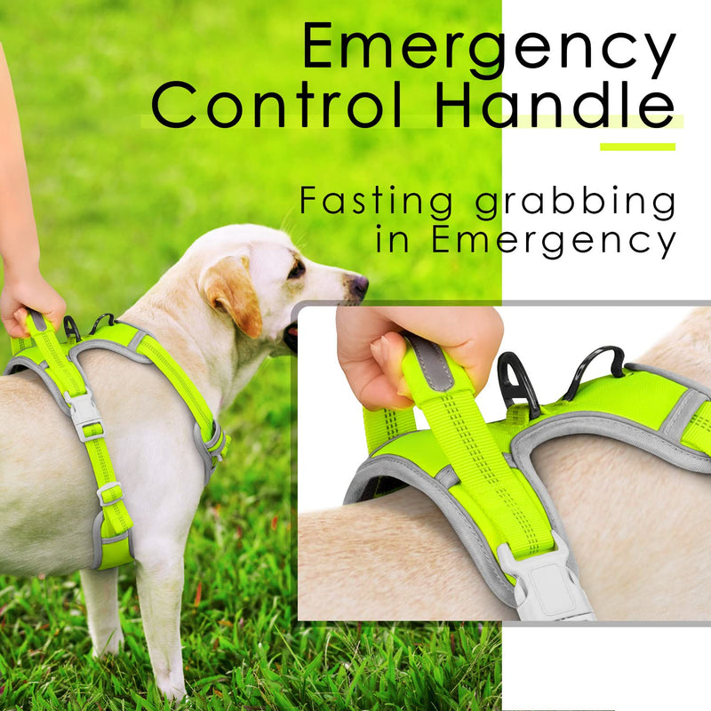 ThinkPet No Pull Harness Set Breathable Sport Harness with Handle - Reflective Padded Dog Safety Vest with Reflective Neon Dog Leash S Harness Leash Pack Green Small (Pack of 1) - PawsPlanet Australia