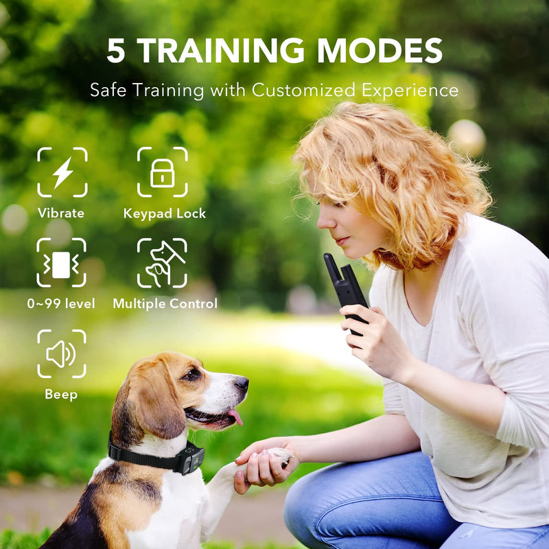 DOG CARE Dog Training Collar with Remote - Dog Shock Collar for All Dogs with 1800FT Remote, Rechargeable Dog Bark Collar with Beep/Vibration/Shock Modes, Security Lock, Rainproof [2023 Upgraded] Black 1 Pack(TC01) - PawsPlanet Australia