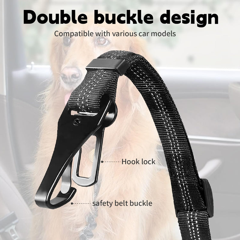 Dog seat Belt for car,2Pack 3-in-1 car Harness for Dogs Safety seat Belt Bungee,Dogs Seats Belt stether with Buckle&Hook Latch,Adjustable Reflective Dog seat Belts with 360° Lockable Buckle(Black) - PawsPlanet Australia