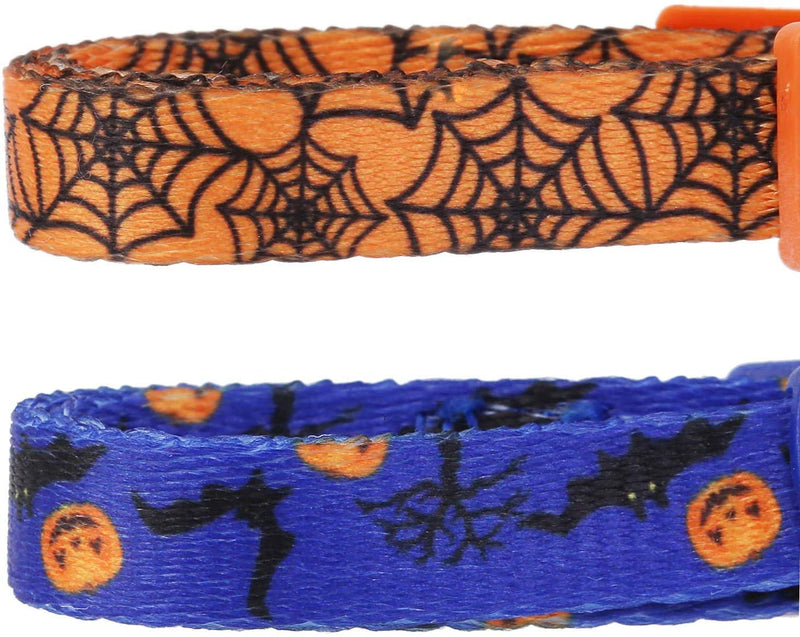 BoomBone 2 Pack Cat Halloween Collar,Kitten Collars for Small Dogs with Bell and Pumpkin Ghost Charm