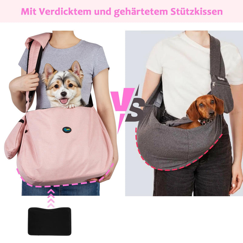 Ownpets Pet Sling Carrier, Fits 6.5 to 9kg Medium Dog/Cat Sling Carrier Reversible and Hands-Free Dog Bag with Adjustable Strap and Pocket Shoulder Pad for Outdoor Travel Hiking, Pink