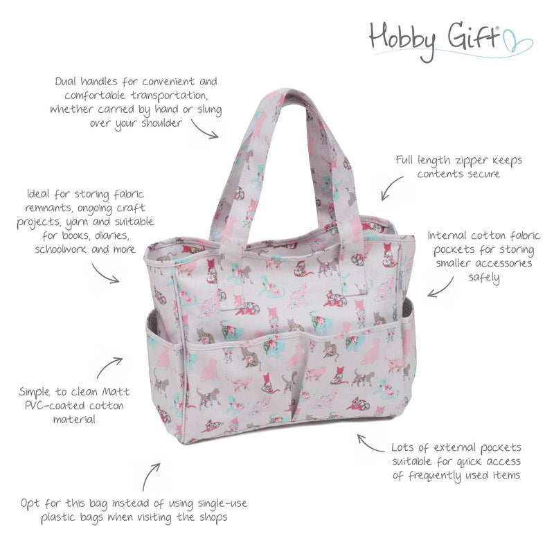 Hobby Gift Exclusive Craft Bag, Shoulder Bag, Knitting Bag, Yarn Storage, School bag, 13 x 34.5 x 29cm Cats - PawsPlanet Australia