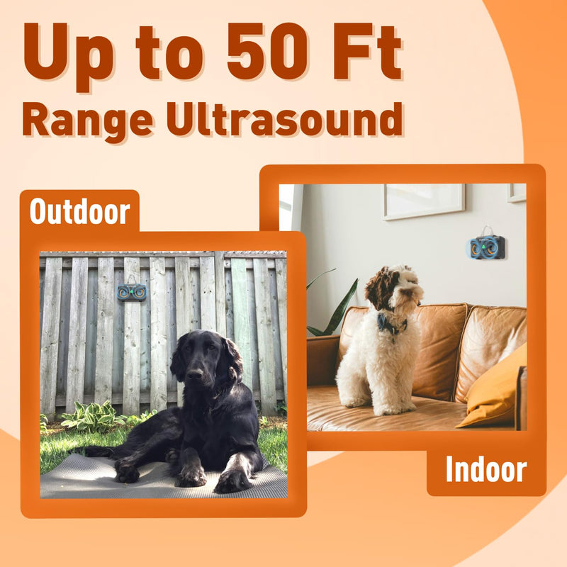 Dog Bark Deterrent Devices - Anti Barking Device for Dogs Indoor & Outdoor Up to 50 Ft, Rechargeable Ultrasonic Dog Barking Silencer with 3 Adjustable Modes Safe for Dogs & People Orange - PawsPlanet Australia