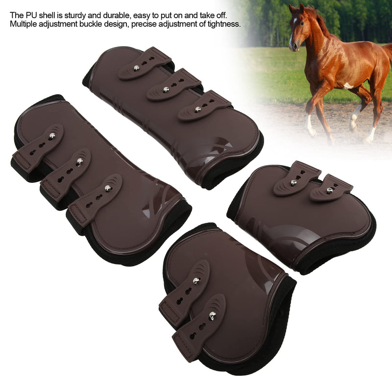 Horse Boots for Front and Hind Legs, 4Pcs PU Horses Tendon Fetlock Brace Guard Boots, Protective Horse Leg Wraps for Riding, Shock Absorbing, Jumping, Horse Gears(M) - PawsPlanet Australia