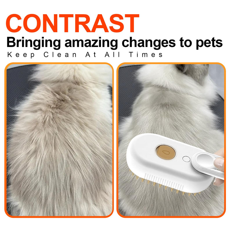 4-in-1 Steam Brush for Dogs & Cats - Pet Grooming Brush with Steam, Deshedding, Bath Spray & Massage, Professional Grooming Tool for Indoor Cats and Long/Short Hair Pets (white) white - PawsPlanet Australia