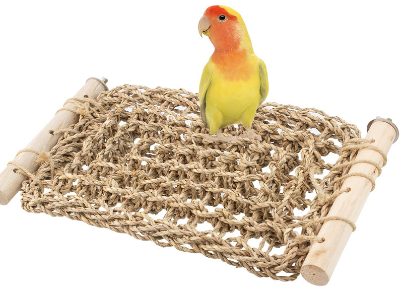 FlidRunest Conure Ladder Perch for Cage, Bird Seagrass Ladder Bridge Exercise Stands, Natural Hand-Woven Parrot Net Climbing Chewing Hammock, Cage Accessories for Lovebird Conure Budgie Parakeet - PawsPlanet Australia