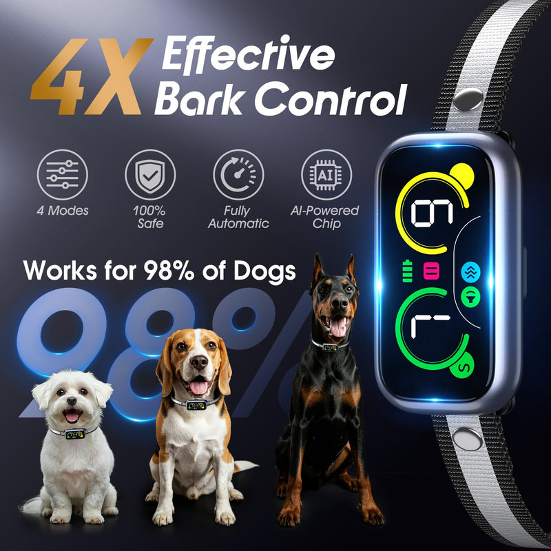 Dog Bark Collar Pro, Instant Bark Solution, Smart Anti Barking Device with 4 Correction Modes, Fast-Acting Barking Collar for for Large Medium Small Dogs 5-150lbs, Ideal for Home & Outdoor Use 1 Pack Black - PawsPlanet Australia