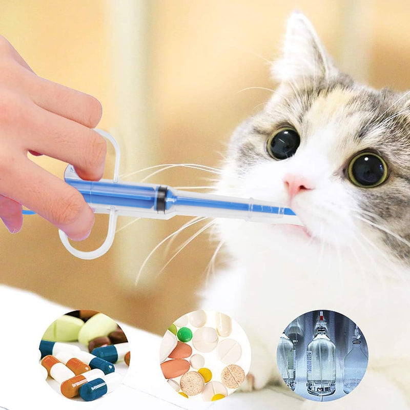 Pack of 2 pill dispensers for cats, cat deworming, dog pharmacy with medication, tablet feeder, for cats and small dogs, protects teeth (green + blue)