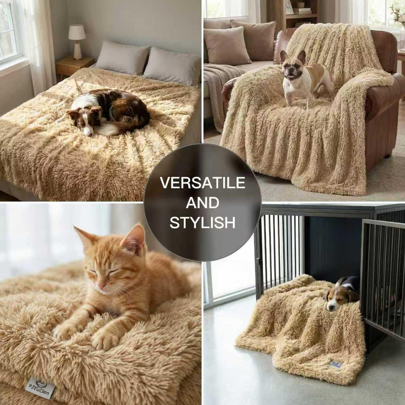 PJYuCien Dog Blankets for Medium Large Dogs Washable - Fluffy Fuzzy Cat Blanket for Couch, Puppy Throw for Furniture with Polyester Fleece, Super Soft Plush for Pet Kitten Doggy, Brown, 50" x 60" 60" x 50" - PawsPlanet Australia