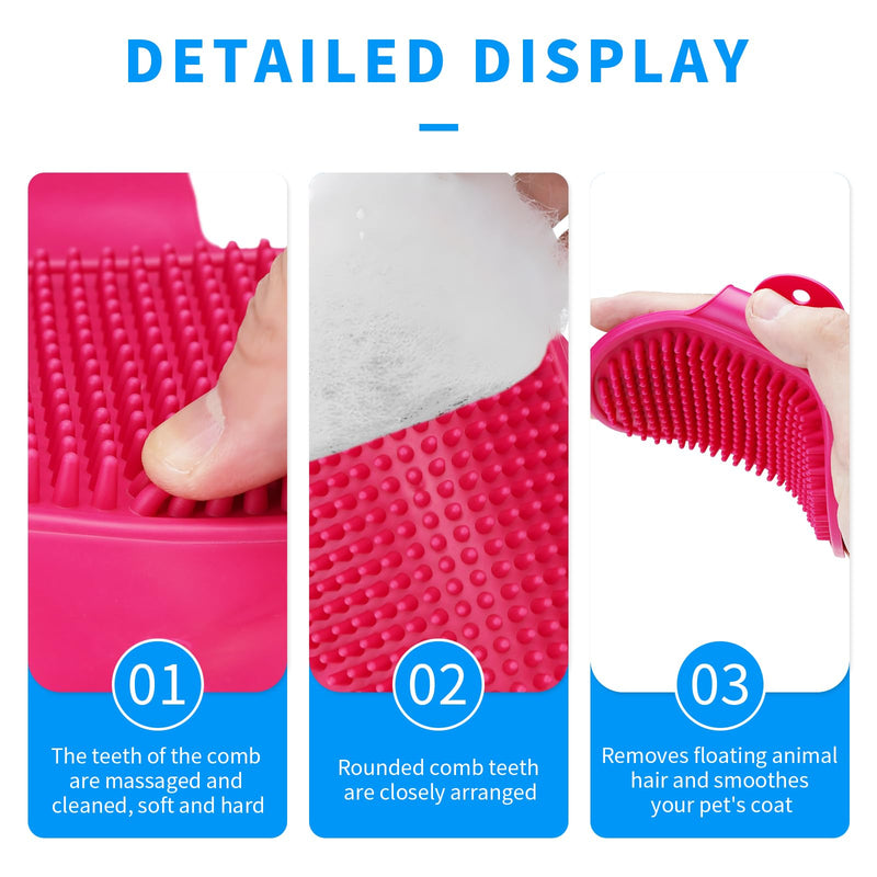 Dog bath brush DSOE dog shmpoo brush massage brush of dog cleaning and beauty set 2 pcs (Tapered brush head, Blue + Red)