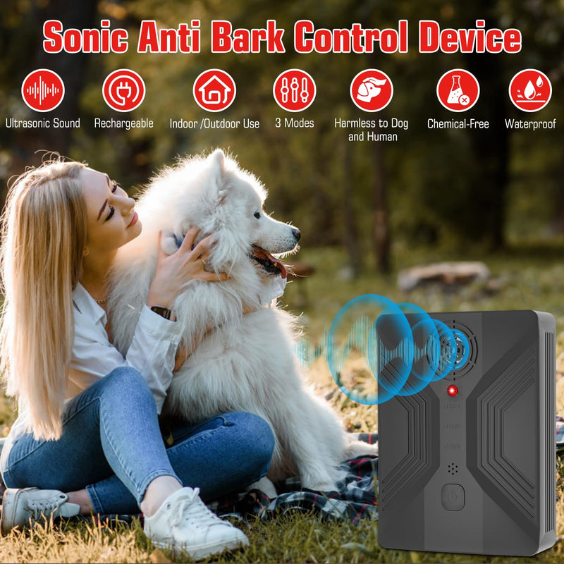 Anti Barking Devices, Anti Barking Device for Dogs Long Range 50ft, Barking Control Devices for Dog Training in Outdoor, 3 Modes Ultrasonic Bark Box, Dog Bark Deterrent Devices, Dog Barking Silencer | Gentle correction of pet bad behaviors， Auto-activa...