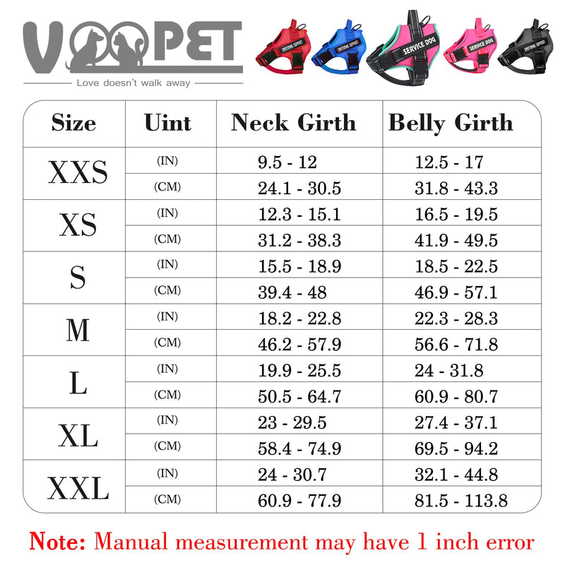 voopet Emotional Support Dog Harness, Professional Service Dog Vest Harness for Small Medium Large Dogs, Reflective Breathable and Adjustable No Pull/Choke ESA Essential Harness Pink_Rose Small (Pack of 1) - PawsPlanet Australia