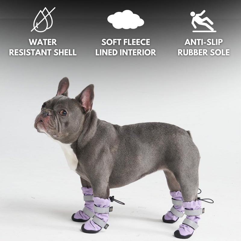 Spark Paws Water-Resistant Dog Boots for Medium Large Dogs, Anti-Slip Dog Shoe Booties Paw Protector for Rain Snow Hiking Reflective Straps 4PCS - Lilac, B B: 2.0"W | 23-33lbs - PawsPlanet Australia