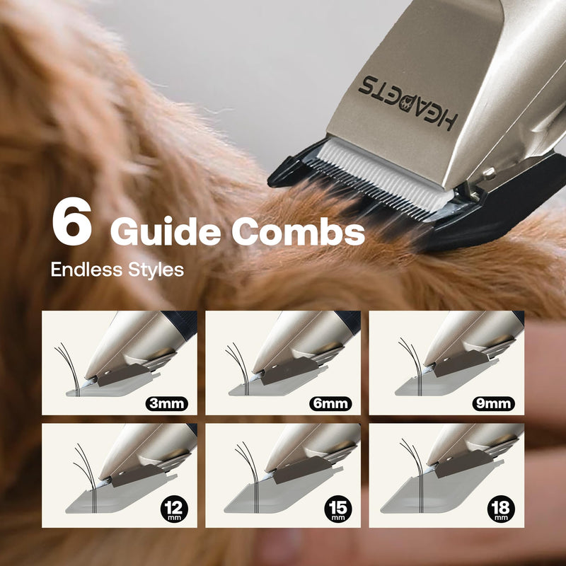 Dog Grooming Clippers, Low Noise, Electric Quiet, Adjustable Clipper Comb, Rechargeable Cordless Dog Hair Clippers for Dogs Cats Pets, Gold