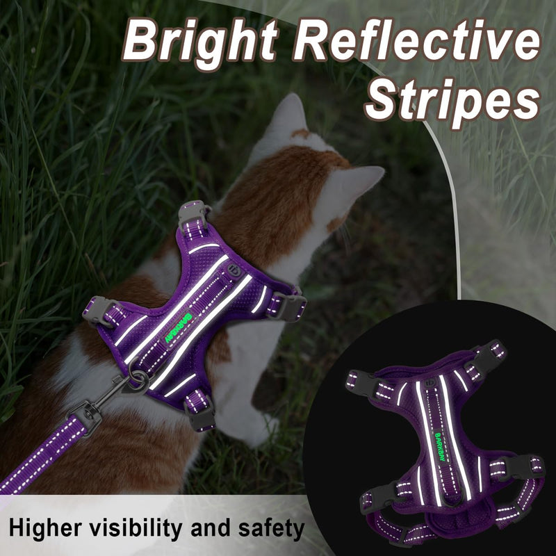 Cat Harness and Leash Set for Walking Escape Proof for Small Large cat Kitten Harness with ID tag Pocket (Purple,S) Purple
