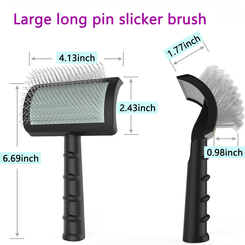 Large Slicker Brush for Dogs,Cats,Extra Long Pin Shedding Brush for Long Haired Dog,Cat, Pet Grooming Wire Brush for Thick Undercoat Curly Hair,25mm(1"),Black Black