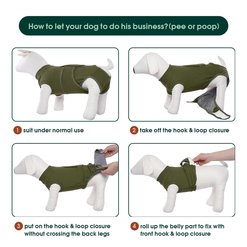 Kuoser L Dog Surgery Recovery Suit, Dog Recovery Suit Female Male Dog Surgical Recovery Vest Dog Post Surgery Body Suit Adjustable Onesies Dog Body Suit after Surgery, Green L(Back:16.1"-20.1";Chest:23.2"-27.6")