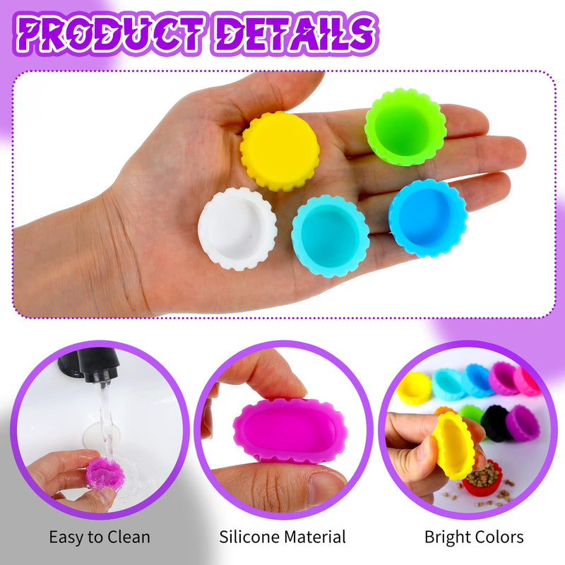 12PCS Gecko Food Cups, Plastic Crested Geckos Food Dish, Reptile Crested Silicone Bottle Caps, Mini Tray for Geckos Feeding Cups Easy to Clean - PawsPlanet Australia