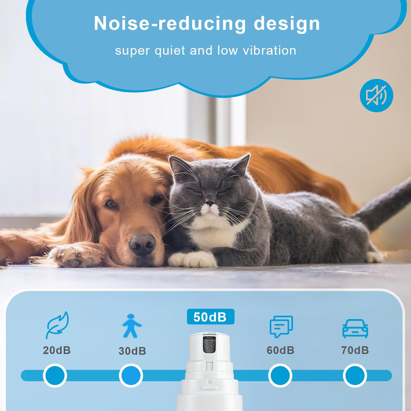 Brifit Dog Nail Grinder, Dog Electric Nail File Grinders, Ultra Quiet Paws Electric Nail Grinder Grooming Kit, Professional Pet Nail Trimmer for Dogs, Cats, Pet and Other Medium & Small Pets White-Blue - PawsPlanet Australia