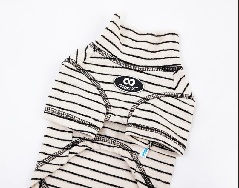 Dog Striped Thermal Undershirt,pet Apparel Designed for Warmth, Suitable for Small Dogs Cats Boy Girl. Combines Cuteness and Style. Colors: Black & White, Purple & Green. (Black-White, Large) black-white - PawsPlanet Australia