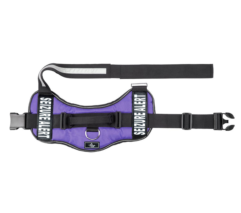 Doggie Stylz Seizure Alert Dog Vest Nylon no-Pull Dog Harness Comes with 2 Reflective Seizure Alert Interchangeable Patches. Fully Adjustable Reflective Straps with top Handle. XXS-XXL in 3 Colors. Girth 30-42" Purple - PawsPlanet Australia