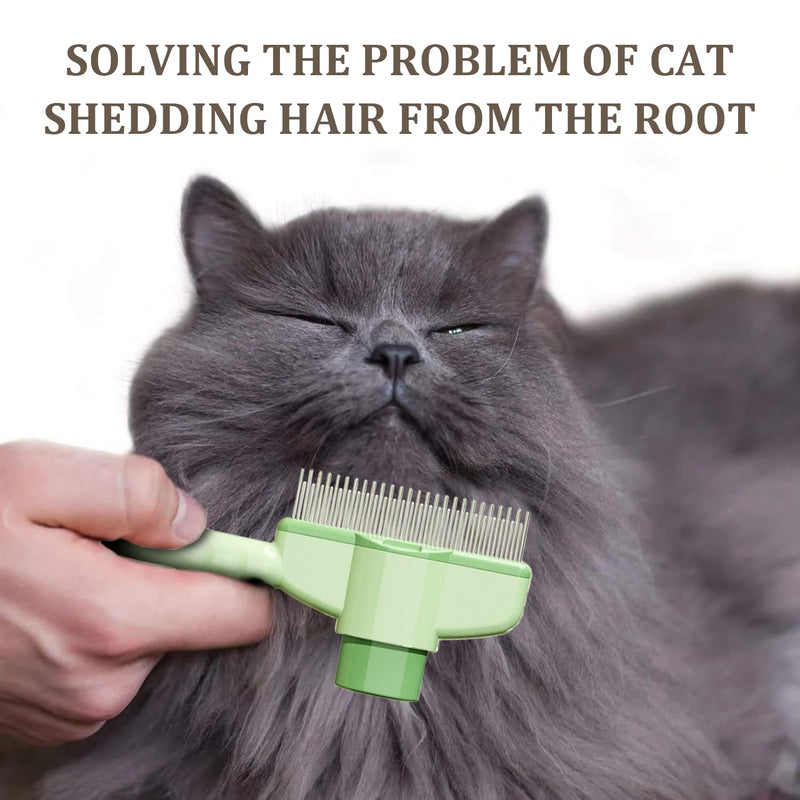 2-Pack Pet Hair Removal Comb & Flea Comb with Release Button for Cats & Dogs - Grooming Brush for Short/Long Hair Green & Yellow - PawsPlanet Australia