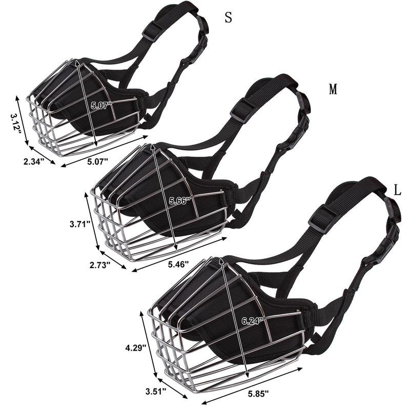 Stainless Steel Dog Muzzle Adjustable Durable Metal Wire Basket for Large and Extra Large Dogs with Leather Straps Breathable, Training, Prevents Biting (L) L - PawsPlanet Australia