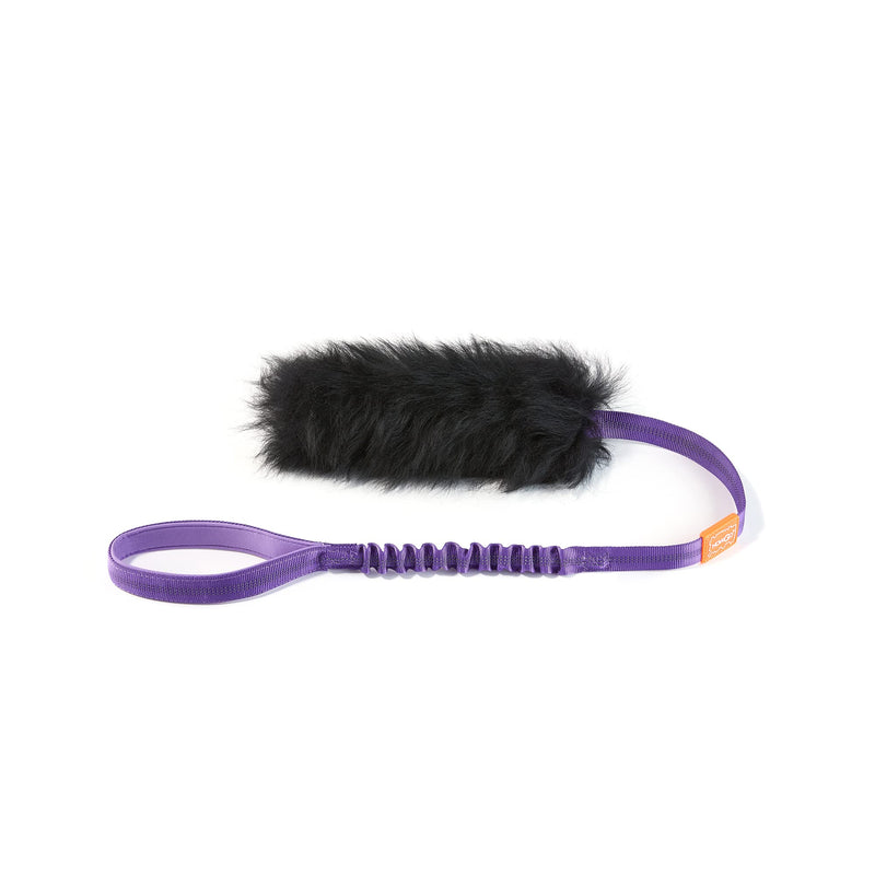 HOWGO Dog Rope Toy,Dog Bungee Chaser Toy 100% Sheepskin,Sheep Smell Tug Toy for All Breeds (Purple, Large) Long (w/o rubber ball) Purple