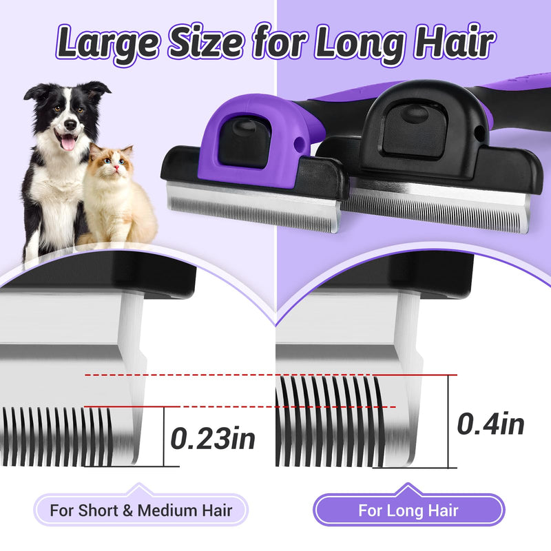 MIU COLOR Long Hair Pet Grooming Brush, Deshedding Tool for Medium and Large Dogs & Cats, Effectively Reduces Shedding by up to 95% for Pet Hair, Purple - PawsPlanet Australia