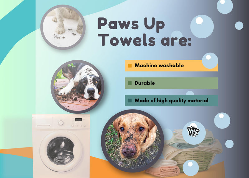 Paw Cleaning Towel for Dogs Dual Hand Pockets removes Dirt and Mud Absorbent Cotton Blend Also Great for Drying. Black