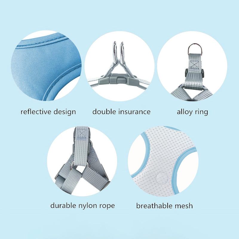 Dog Harness with Leash Set, No-Pull Pet Harness with 1 Leash Clips, Adjustable Soft Padded Pet Vest for Small Medium Dogs No Pull, Puppy Harness and Leash Set - PawsPlanet Australia