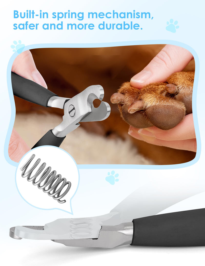 Heavy Duty Dog Nail Clippers -【Cuts Thick Nails Like Butter】【Upgraded Large Opening】 Professional Toenail Trimmer Razor Sharp Blade for Medium to Giant Breed (Black) Black - PawsPlanet Australia
