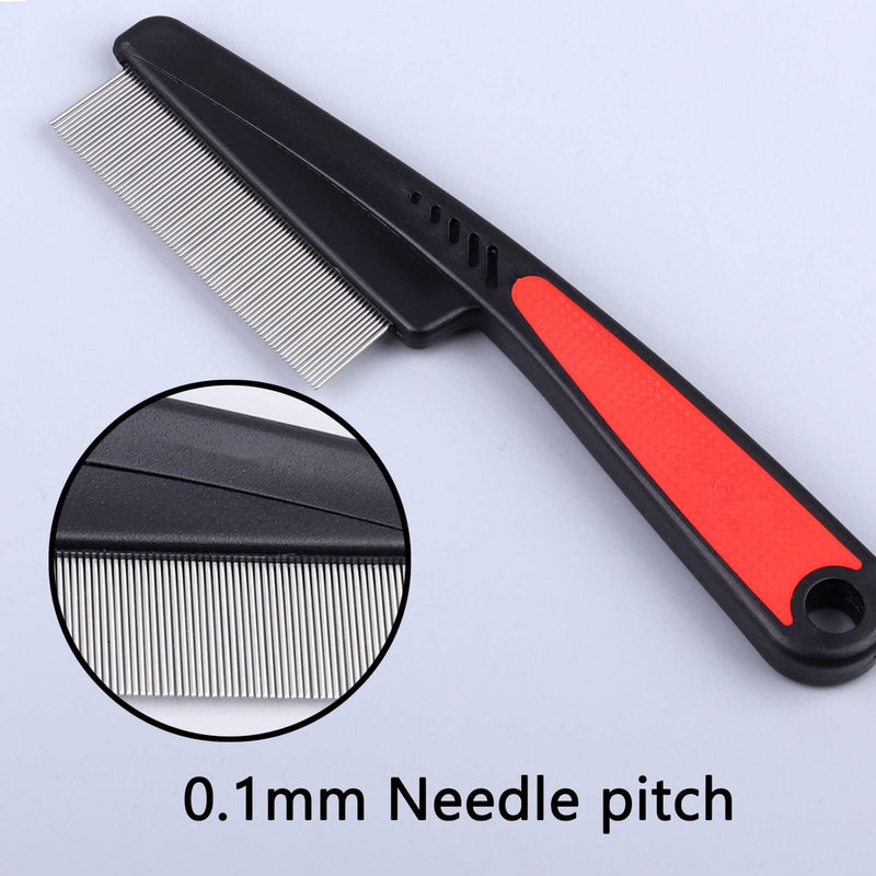 Flea Comb with Rubber Handle, Flea and Tick Comb for Dogs & Cats, Fine Teeth Grooming Comb for Dogs Cats (Red) - PawsPlanet Australia