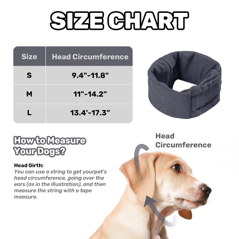 Dog Calming Hoodie, No Flap/Shake Ear Wraps for Dogs, Adjustable Dog Ear Muffs for Noise Protection, Ear Wrap Head Cover for Dog Head Warp Anxiety Relief, Hematoma, Grooming and Force Drying Medium Pearl Gray - PawsPlanet Australia