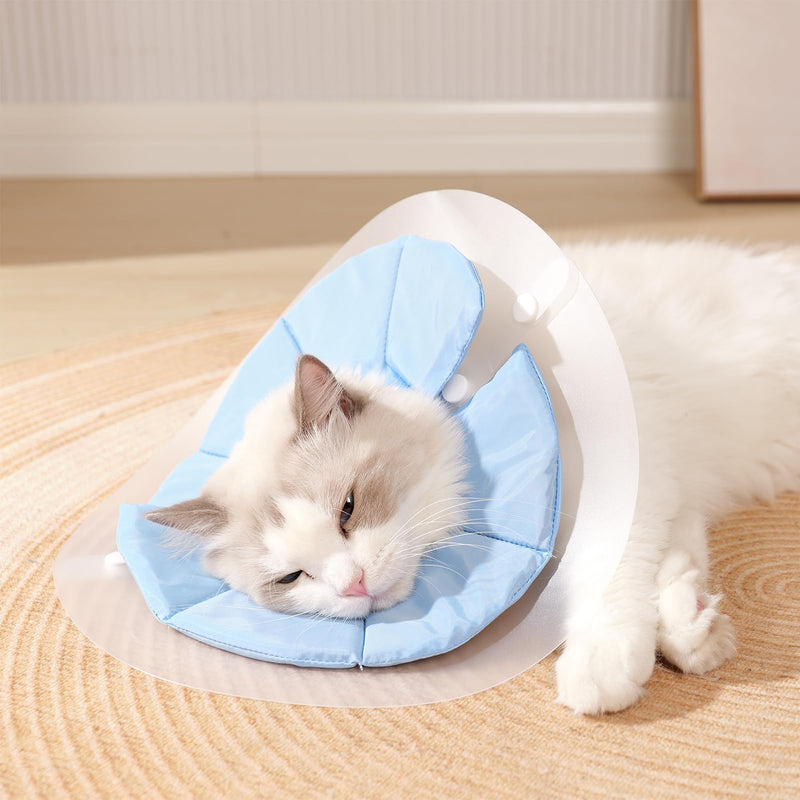 KUDES Dual Layer Cat Cone, Dual-Purpose Model Lightweight All-Around Protective Neck After Surgery E Collar to Wound (Blue M (7.8inch- 13.3inch)) Blue M (7.8inch- 13.3inch) - PawsPlanet Australia