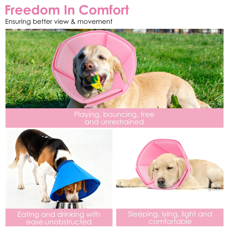 AOFITEE Soft Dog Cone Collar Anti-Licking, Dog Cone Alternative After Surgery, Elizabethan Cones for Large Dogs Post-Surgery, Neuter Recovery Pet Dogs E-Collar(Pink,X-Large) X-Large Pink